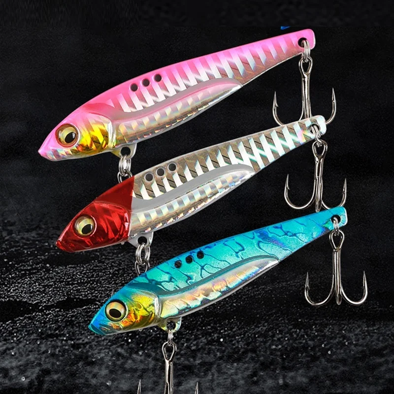 

1Pcs 7g/10g/12g/14g/18g Sinking Metal Laser VIB Fishing Lure Vibration Hard Bait Bass Fishing Tackle 3D Eyes