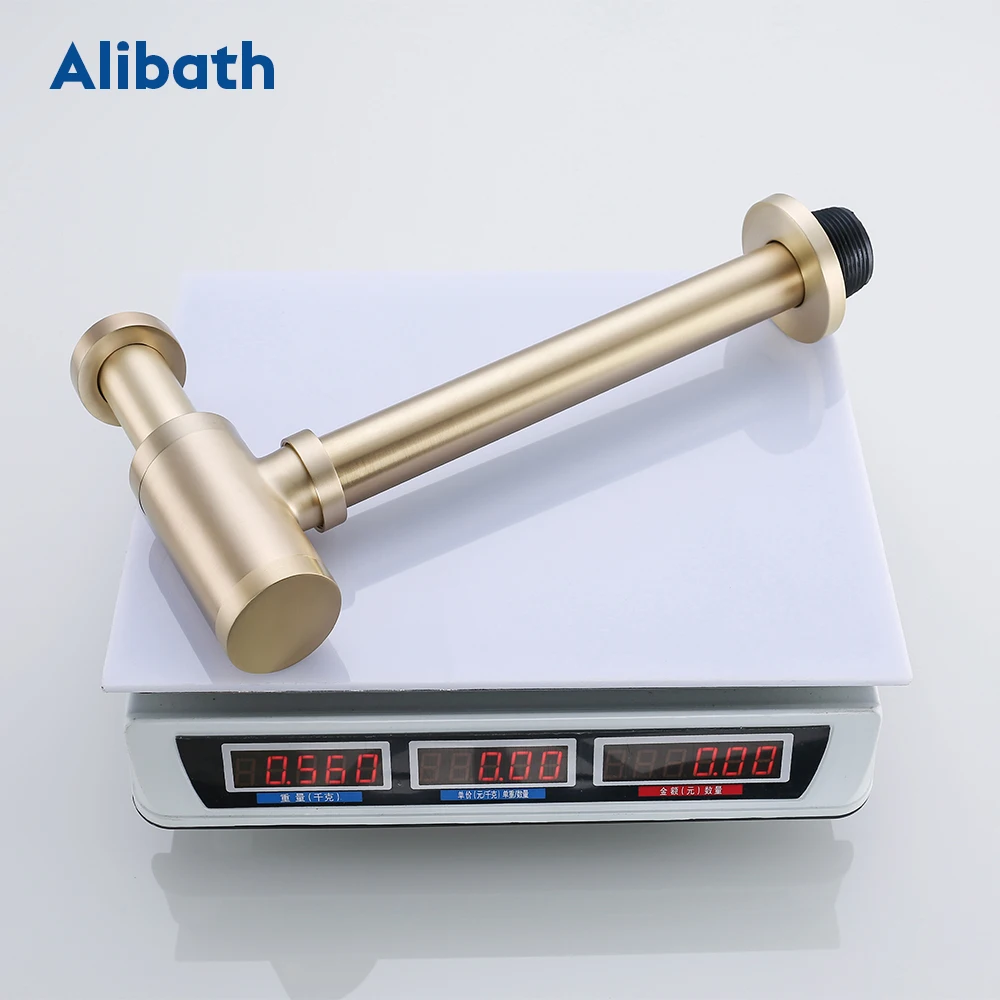 Матовая Золотая бутылочка для раковины п ловушка латунный сифон в ванной комнате