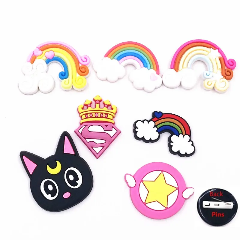7 шт./компл. Горячие радужные Luna Cat Сейлор Мун дизайнерские Броши бейджи ПВХ Милые