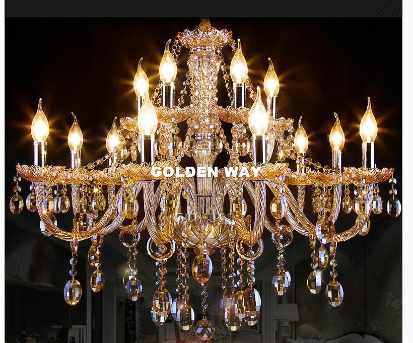 Бесплатная доставка Янтарный К9 Хрустальный люстра светильник для гостиной E14