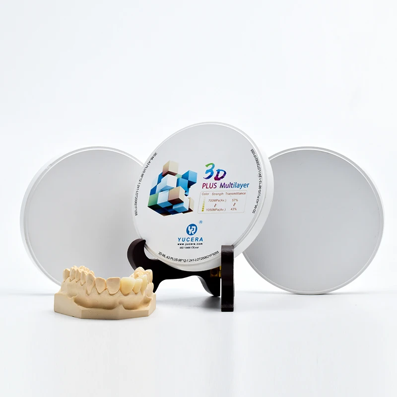 Yucera Zirconia Blank Disk for CAD CAM Open System 43%-57% Translucent 3D Multilayer Zirconia Dental Block