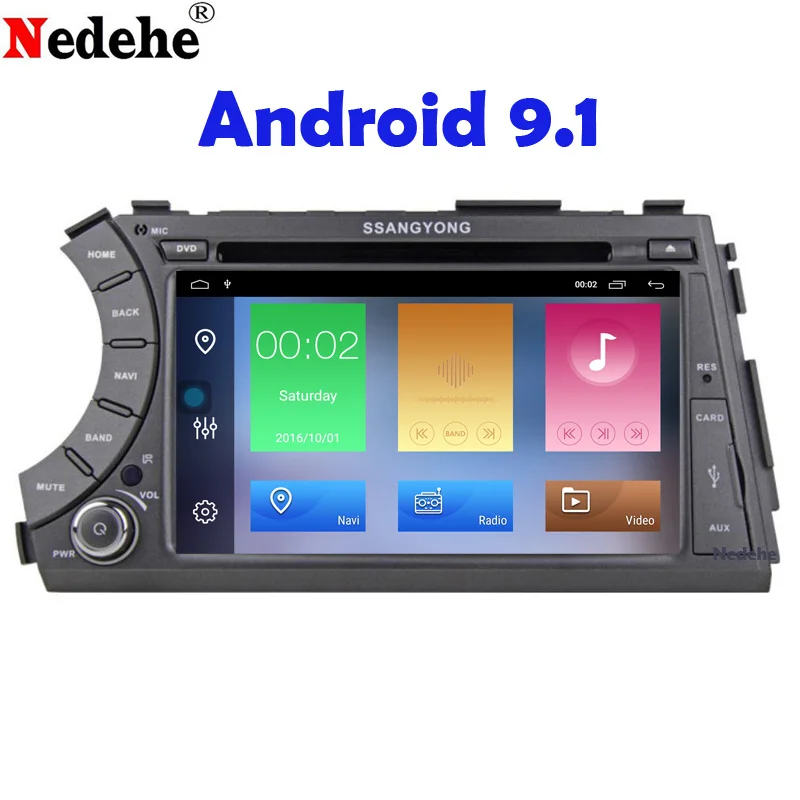 Nedehe 4G ram Android 9,1 автомобильный dvd для Ssang Yong SsangYong Kyron Actyon автомобильный Радио Стерео gps навигация рулевое колесо управление