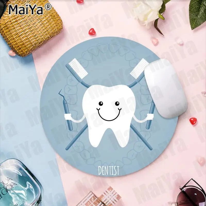 MaiYa милые игровые коврики с белыми зубчиками на заказ Круглый игровой коврик для
