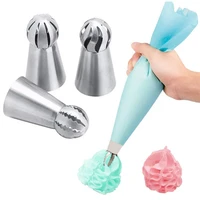 4pcs stainless steel diy cake decorating nozzles sets kitchen cookie cream icing piping ball baking pastry bag cupcake tools
