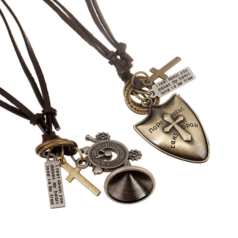 Цепочка с подвеской крестом для мужчин и женщин длинное винтажное ожерелье из