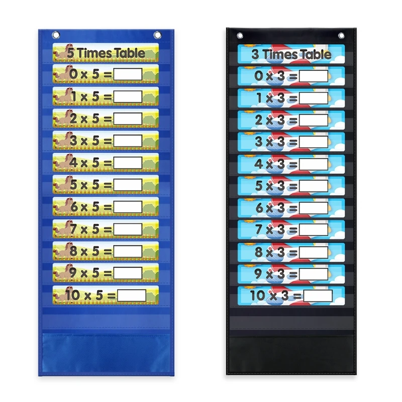 

Hanging Wall File Organizer Heavy Duty Storage Pocket Chart 13 Clear Pocket 1 Tool Pocket 88pcs Reusable Erasable Cards