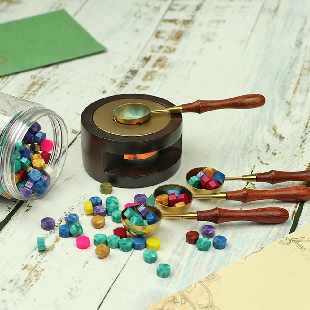 Retro Wax Seal Solid Wood Melting Oven Furnace Pot Beads Sticks Heater Warmer Decorative Craft for Candle Stamp Dropship | Дом и сад