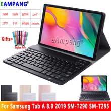 Case with Keyboard For Samsung Tab A 8.0 2019 Keyboard Case T290 T295 Leather English Russian Spanish Keyboard Cover Funda