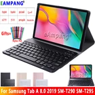 Чехол с клавиатурой для Samsung Tab A 8,0 2019, кожаный чехол с клавиатурой T290 T295, английский, русский, испанский, чехол с клавиатурой
