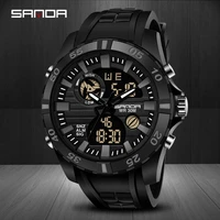 sanda fashion men sports watches black led display digital watch waterproof multifunctional chronograph clock reloj de hombre