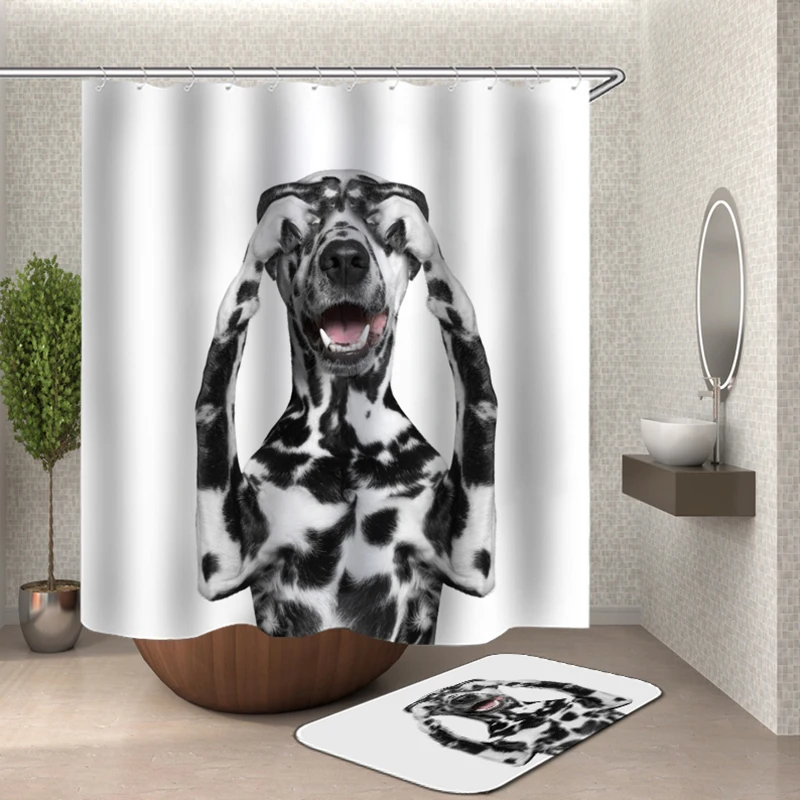 

white shower curtain cat printing polyester bathroom curtain new arrival dog curtain bathroom