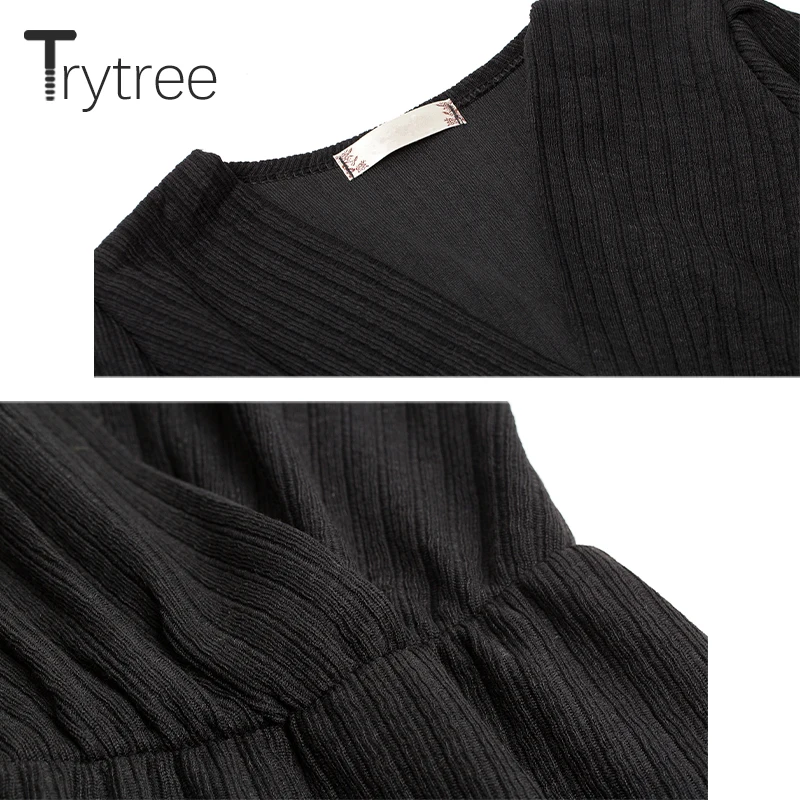 Осень-зима 2020 женское Повседневное платье Trytree трикотажное однотонное Модное