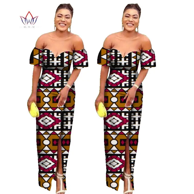 

African dresses for women off the shoulder Fashion Design dashiki bazin riche long dress traditional plus size natural WY1733