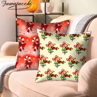 fuwatacchi xmas tree printed pillow case christmas bell crutch deer photo cushion cover for home sofa decorative pillowcases new