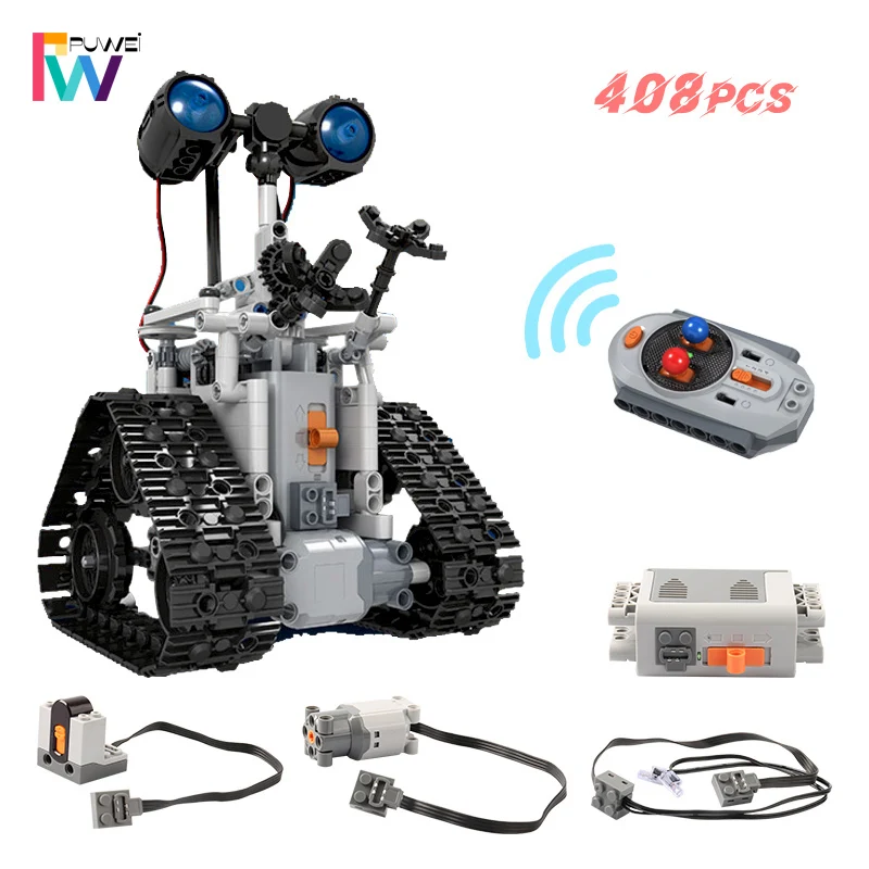 PUWEI 408PCS Creative Remote Control Robot Electric Building Blocks Technical Intelligent Bricks Children Toys Xmas Gifts | Игрушки и