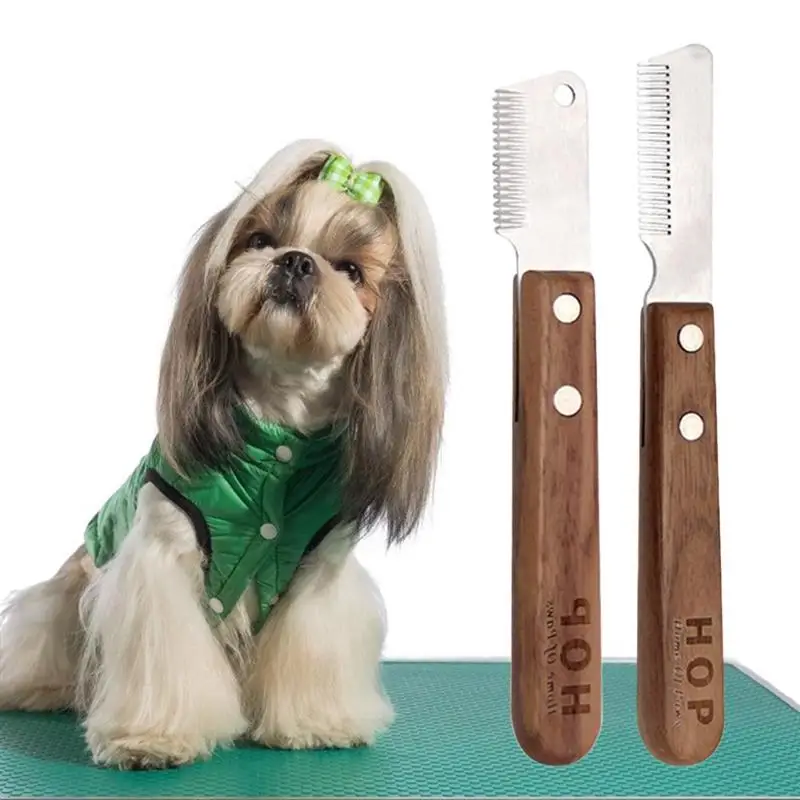 

Pet Dog Hair Grooming Comb With Wooden Handle Puppy Hair Remove Tool Schnauzer Dog Grooming Shaving Comb Cat Dog Beauty Supplies
