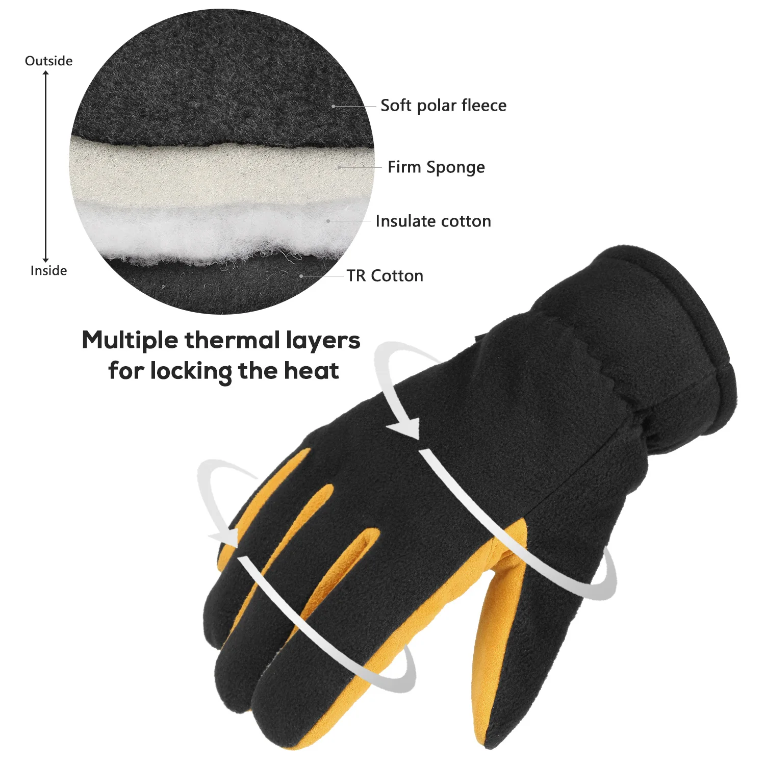 Зимние лыжные перчатки OZERO теплые рабочие для спорта на открытом воздухе оленьей