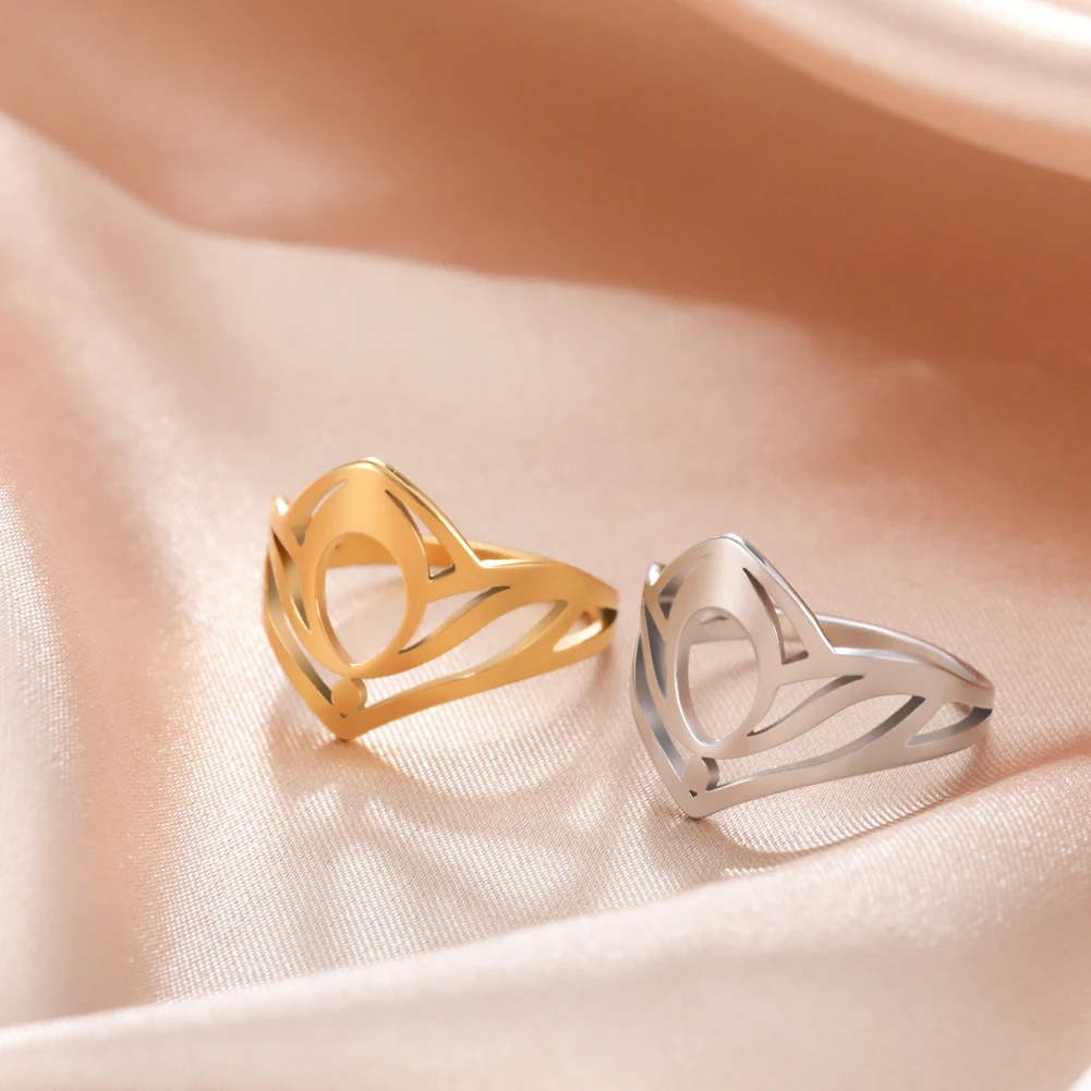 Женское кольцо в форме католической шляпы Skyrim из нержавеющей стали золотого