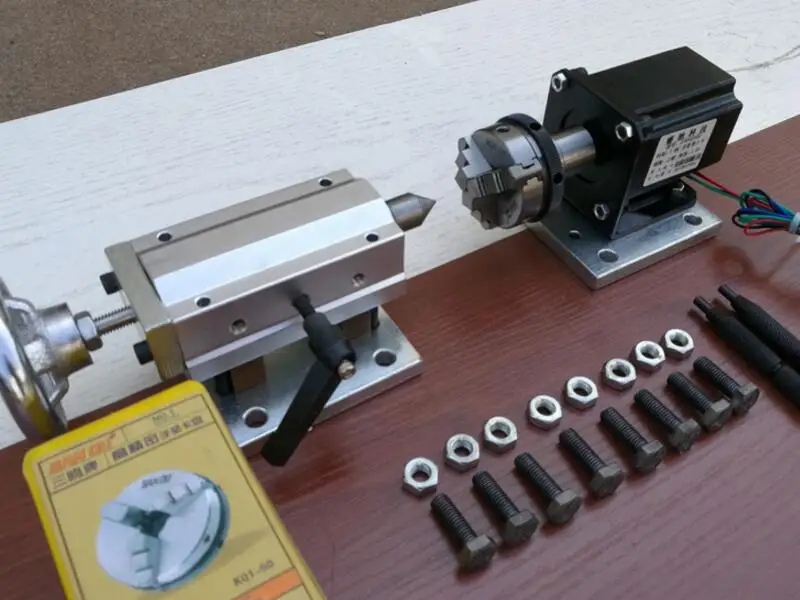 

Center Height 50MM CNC A Axis Rotary Axis Tailstock 3 Jaw 50mm Chuck 57 Stepper Motor