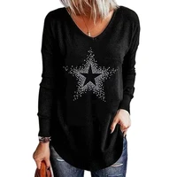 2022 spring autumn womens clothing stars print long sleeve t shirts ladies fashion oversized casual tops vintage tee shirt