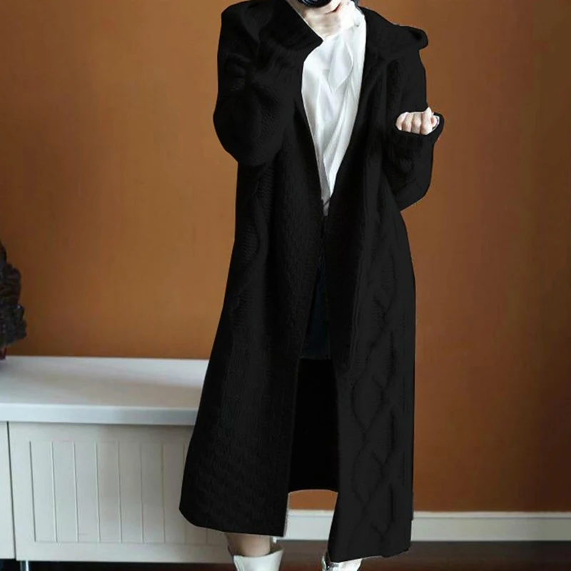 2020 New Cardigan Coat Womens Hooded Sweater Long Women Warm Thick Knitted Female Winter |