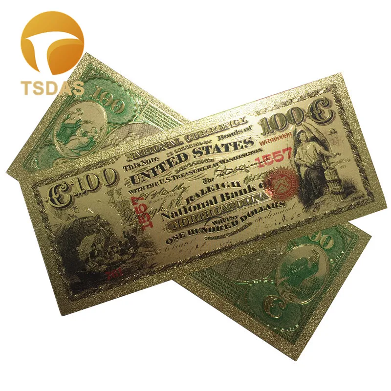Американские банкноты Позолоченные 100 долларовые из золотой фольги цветные для