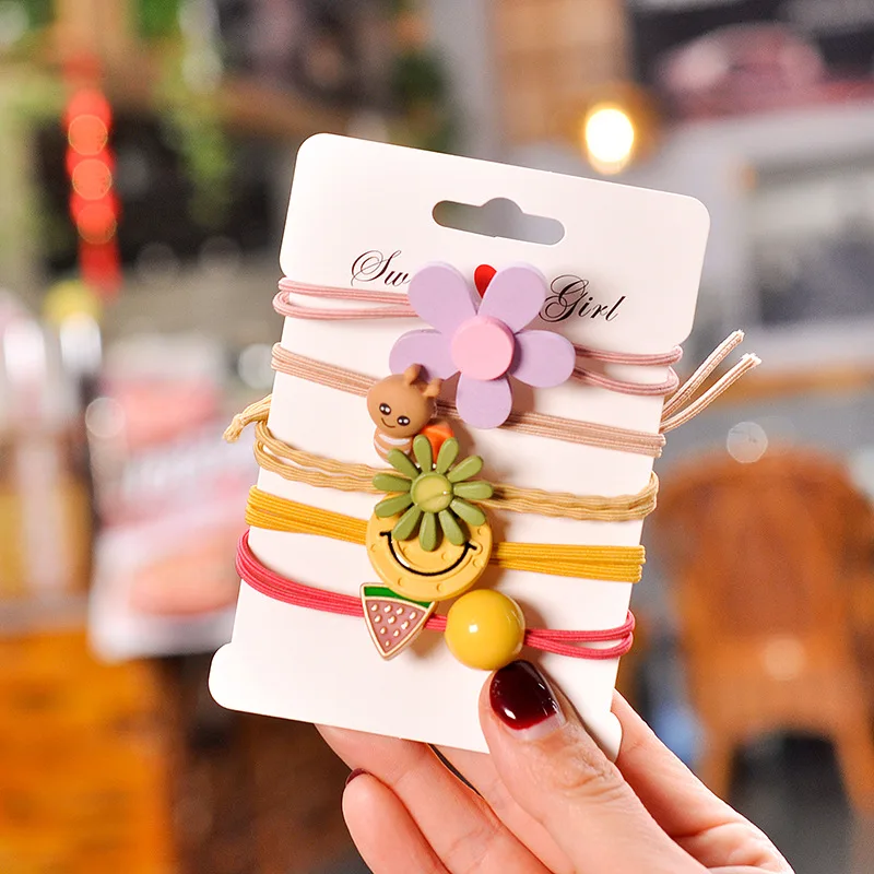 5 шт./компл. милые резинки для волос с мультяшными цветами в стиле принцессы