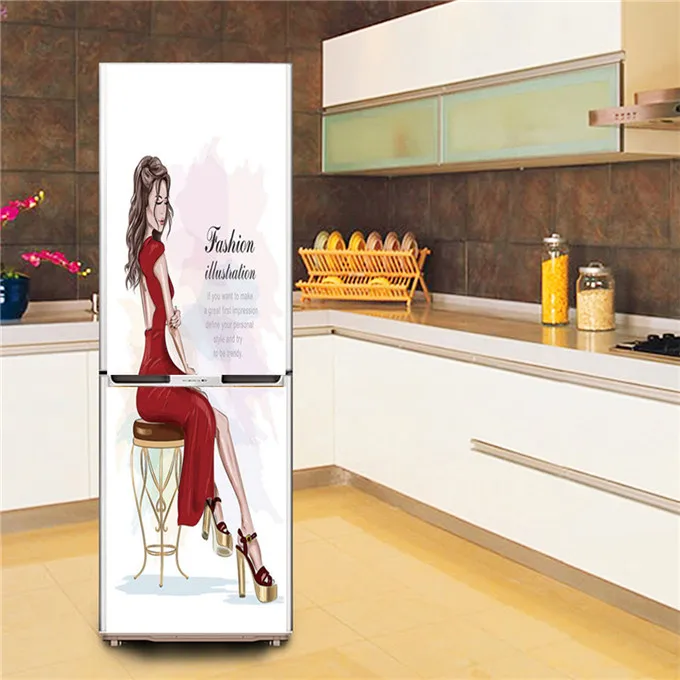 

Seaside Scenery Fridge Sticker 3D PVC Self Adhesive Wallpaper Home Design Kitchen Refrigerator Mural DIY Decal adesivo geladeira