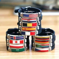 the souvenir patriotic movement exquisite bracelet stainless steel world flag silicone bracelet can be customized