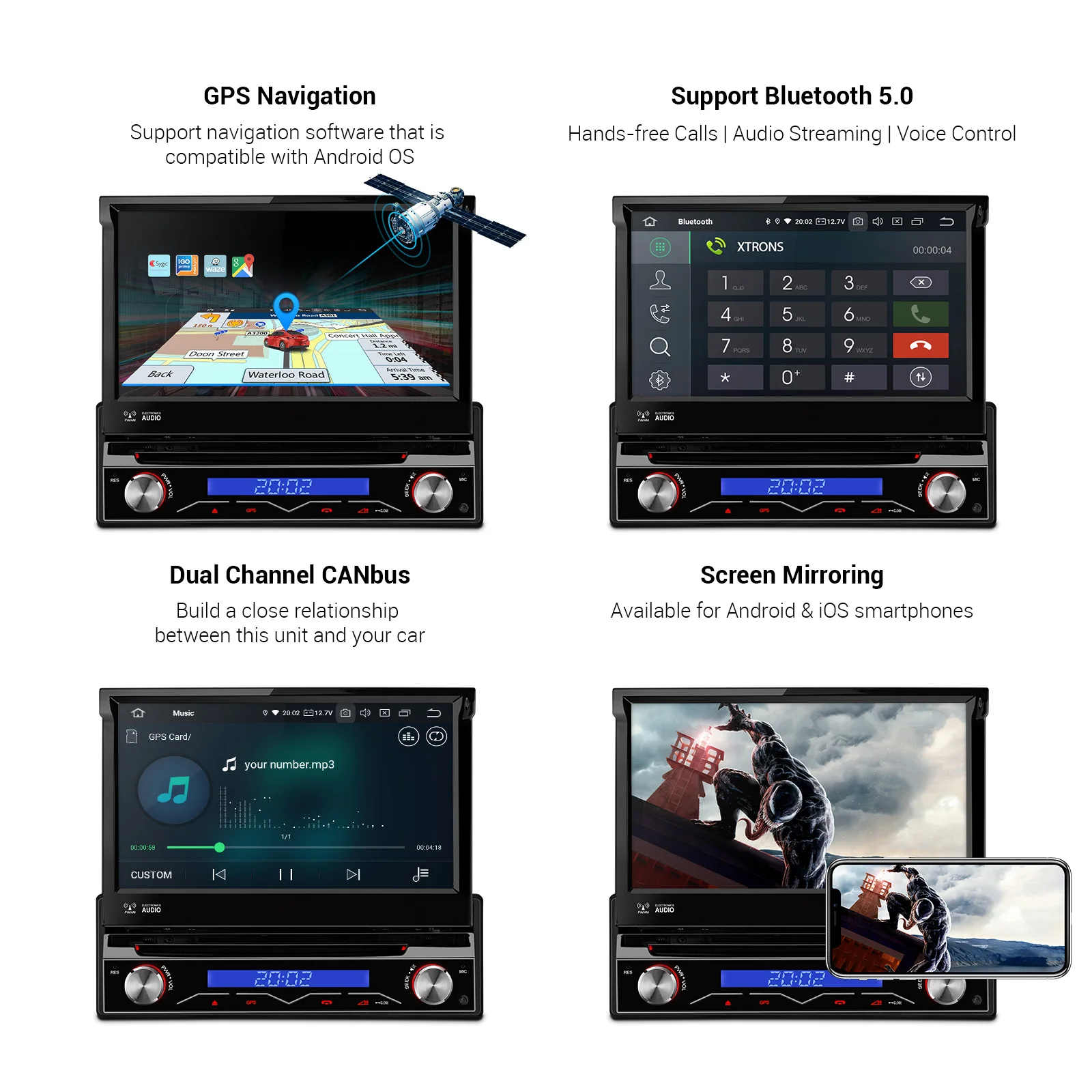 XTRONS Универсальный 7-дюймовый Android 10 0 Qualcomm Bluetooth 5 1 Din автомобильный DVD стерео радио