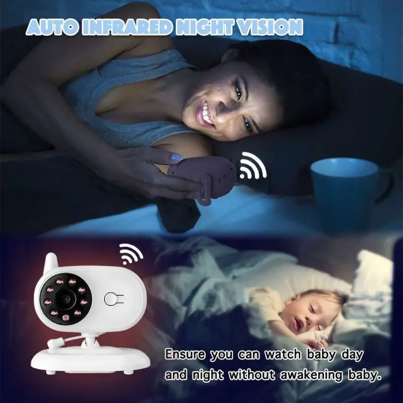 

3.2 inch Wireless Video Color Baby Monitor High Resolution Baby Nanny Security Camera Night Vision Temperature Monitoring