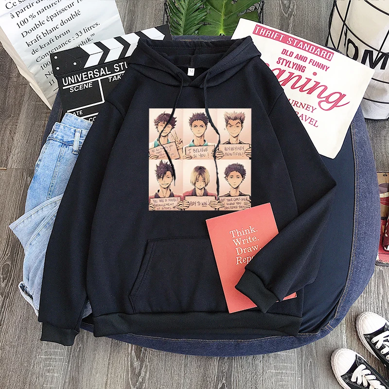 Японские Аниме толстовки Haikyuu смешной мультфильм Karasuno старшая школа зимняя