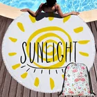 Летние пляжные полотенца Sunshine 150 см с принтом, круглые одеяла, банные полотенца для душа с рюкзаком на шнурке, сумка для йоги, коврик для бикини