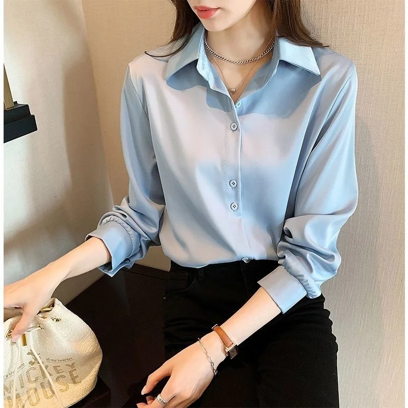

2021 Summer Women Casual Blouse Loose Oversized Chiffon Harajuku Long Sleeve Casual Korean Tops Feminina White Button Up Shirt