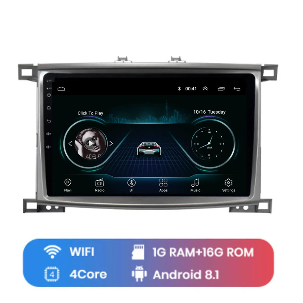 WIFI (1G 16G) 4G LTE Android 8,1 для Toyota Land cruiser 100 LC 100 Мультимедиа стерео автомобильный dvd-плеер навигация gps радио - Цвет: WIFI (1G 16G)