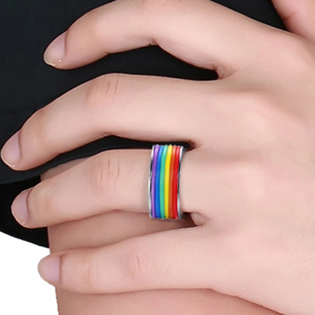 Мужские и женские радужные разноцветные ЛГБТ кольца Pulsera из нержавеющей стали