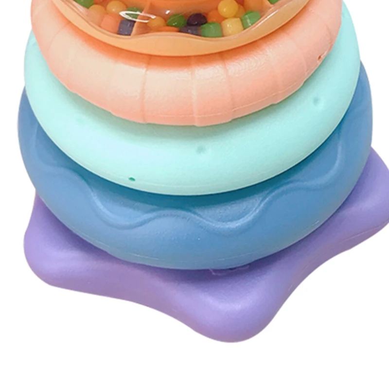 

Stacking Rings Rattles Nesting Circle Music Rainbow Tower Kids Building Blocks Teethers Stack Up Assembled Baby Educational DXAD