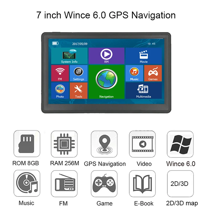 Автомобильный GPS-навигатор 7 дюймов HD FM 8 ГБ 256 м DDR 800*480 winCE 6 0 MTK Navitel последняя