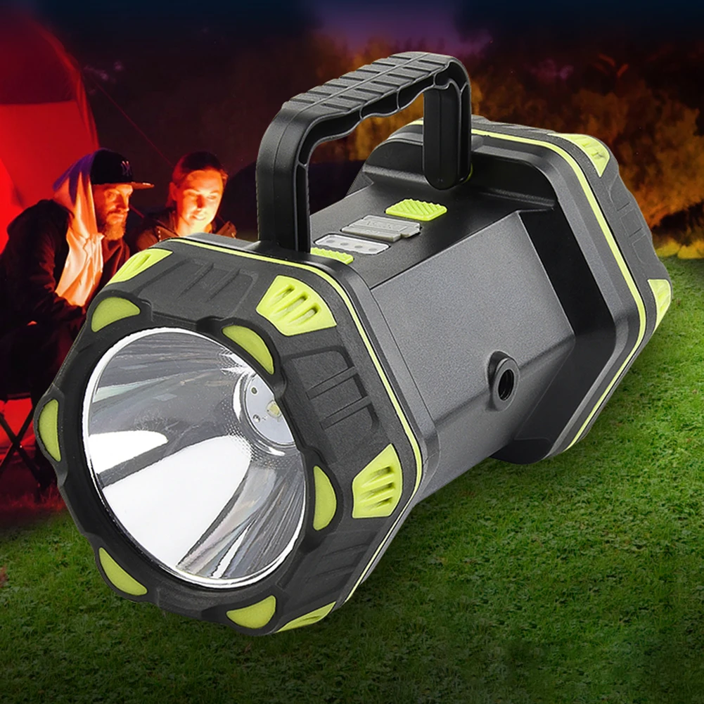 8 Modes LED Portable Spotlight Rechargeable Outdoor Searchlight Waterproof LED Flashlight for Camping Fishing Working at Night