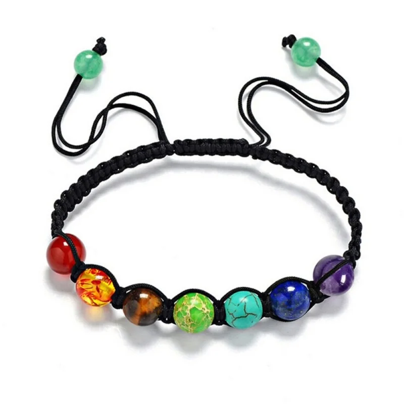 

7 Chakra Healing Yoga Reiki Prayer Bead Stones Balance Beaded Warp Bracelet Braided Bangle Adjustable Jewelry For Women Men