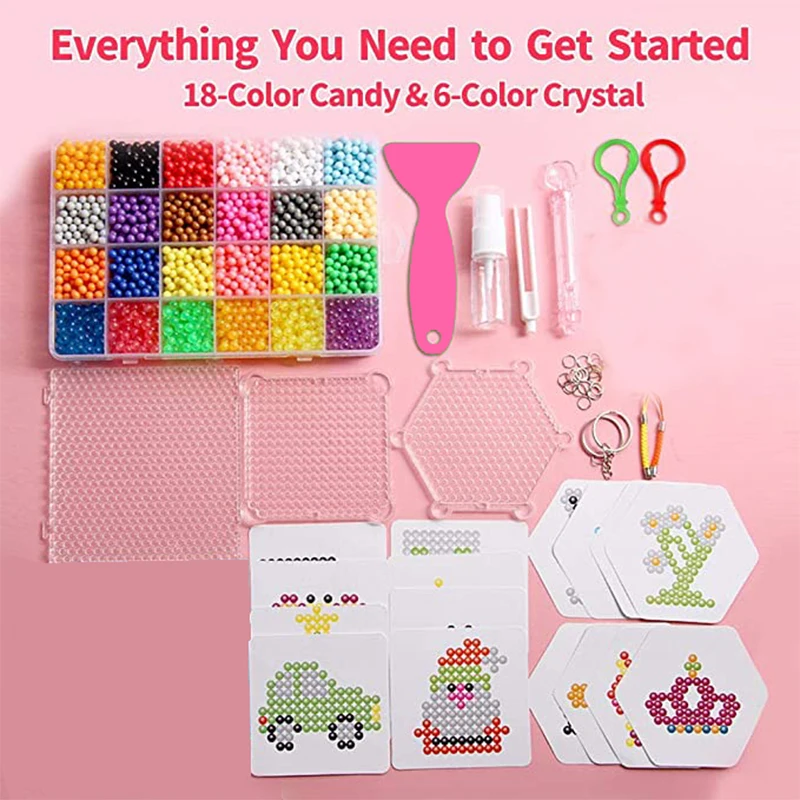 

JINLETONG 3200Pcs Water Fuse Beads Kit 24 Colors Compatible Art Crafts Toys for Kids Classic and Craft Beads Complete Set