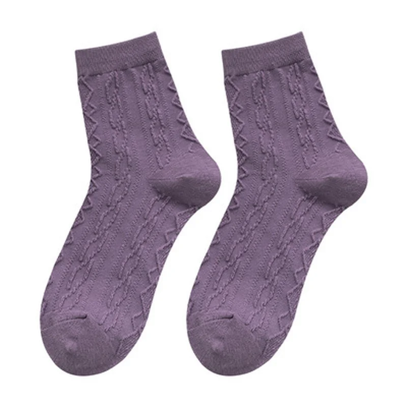 5 Pairs Women's Socks Set Cotton Violet Series Sweet High Quality Harajuku Kawaii Lolita Girl Cute Pretty Gift Ruffles Socks