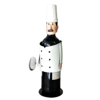 detachable iron art cook wine stand decorative metal chef figurine bottle holder gourmet home barware kitchen ornament handcraft