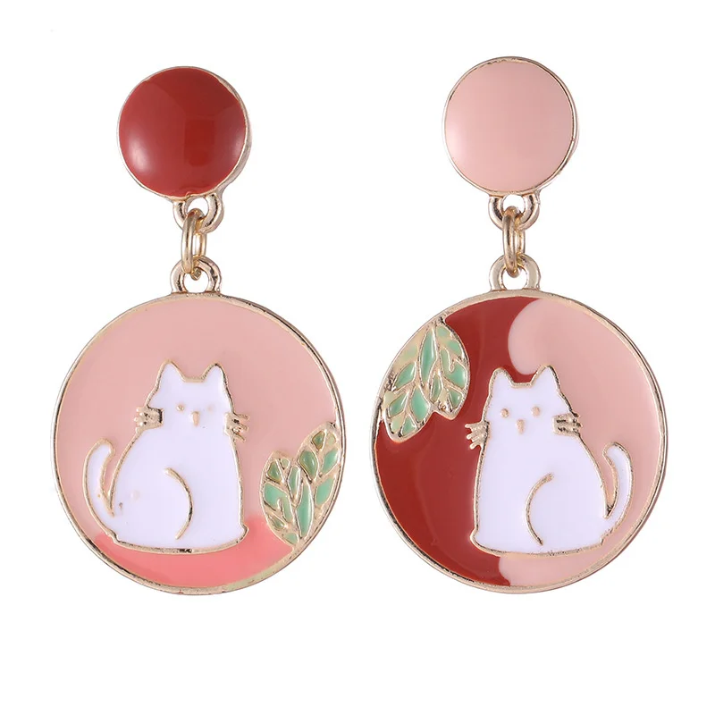 

Asymmetric temperament contracted stars the moon stud earrings nifty students cute cat earrings jewelry accessories