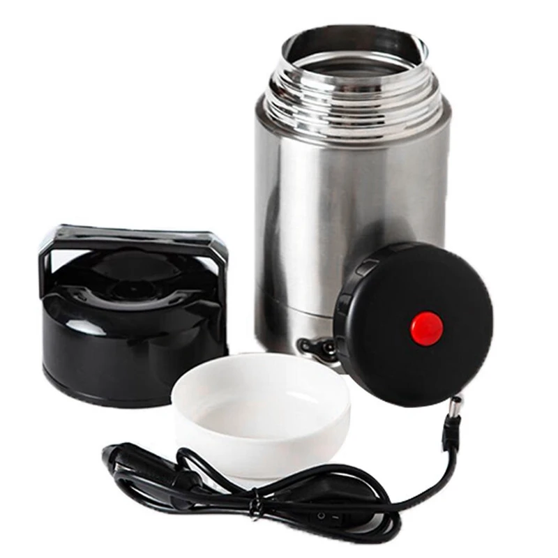 

1200ML 12/24V Car Heating Kettle Stainless Steel Electric Heating Mug Drinking One-Button Venting Double-Layer