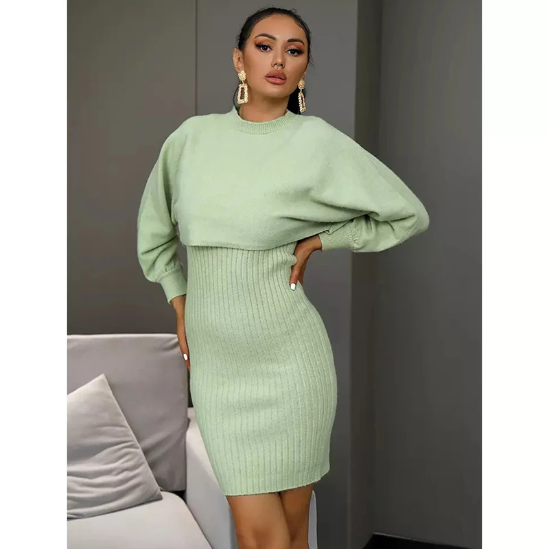 2021 Chic New Suit Women Autumn Promotion Fashion 2 Piece Set Long-Sleeved Top + Dresses With Free Shipping |