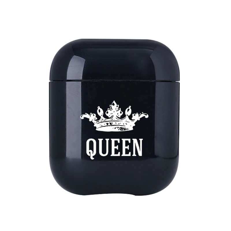 I01056S Милое воздушное стручки чехол для Apple airpods Чехол класса люкс King queen Корона Bluetooth наушники чехол для Airpods 2 прозрачный жесткий поликарбонатный чехол - Цвет: I01056S