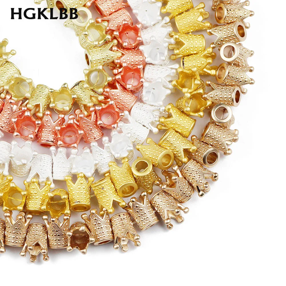 5 шт. матовые бусины из черного и золотого гематита с короной разделительные 13 мм