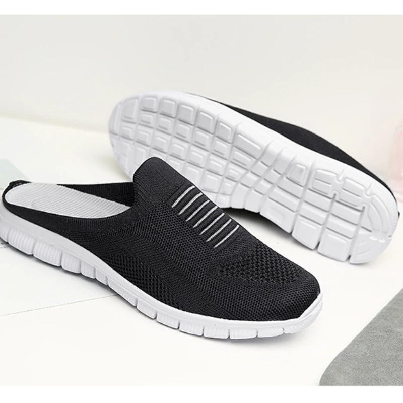 New Style Summer Mesh Ladies Half-drag Without Heel Baotou Slippers Lazy Flat One Pedal Casual Women's Shoes Zapatos De Mujer