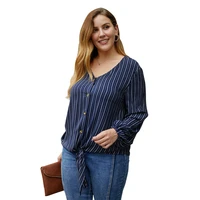 plus size slimming blouse womens striped v neck t shirt